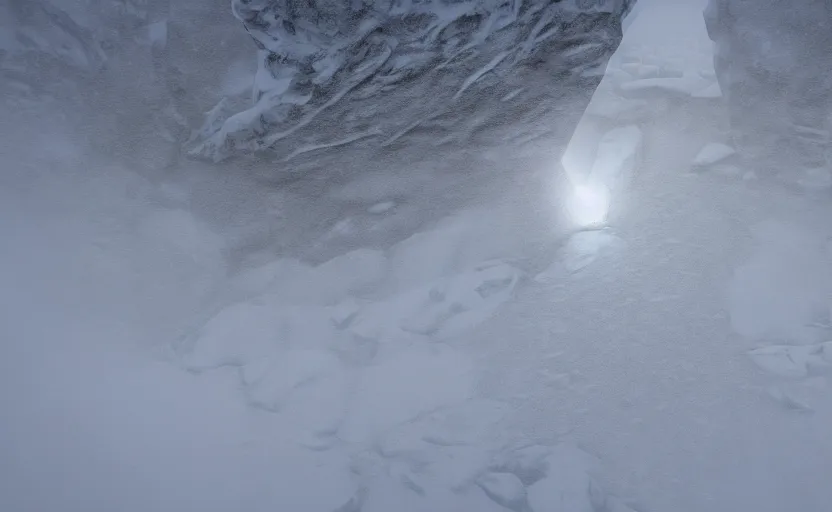 Image similar to the wall in the snowstorm, doomy, Unreal Engine, cinematic photography, highly-detailed, games of thrones, HBO, high resolution, 8k, photorealistic, stunning volumetric lighting