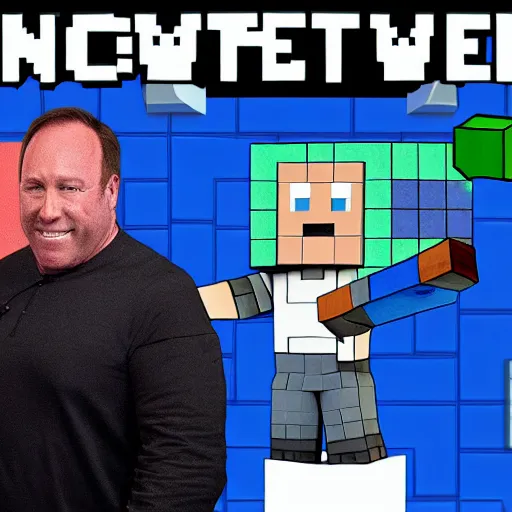 Image similar to alex jones as a minecraft skin, screenshot