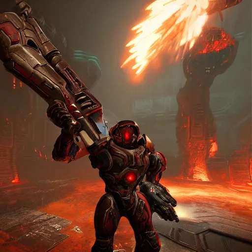 Image similar to doom slayer from doom eternal, photography