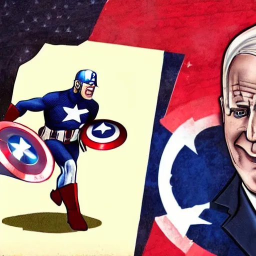 Prompt: captain America as joe biden, photorealistic