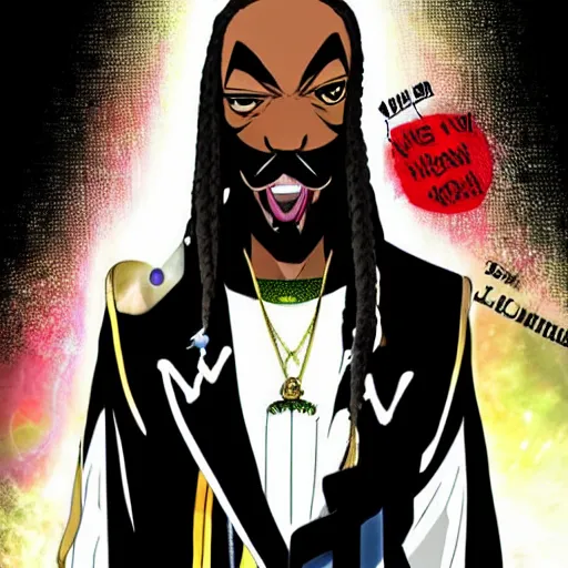 Image similar to anime villain portrayed by snoop dog