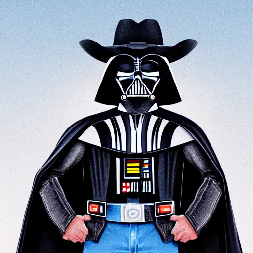 Prompt: Darth Vader in a cowboy hat