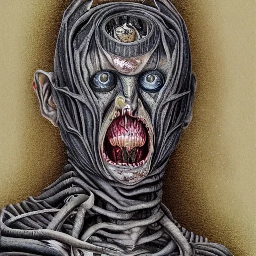 Image similar to bodyhorror portrait of yegor prosvirnin degraded abomination, photo - realistic, color image, 2 k, highly detailed, by h. r. giger