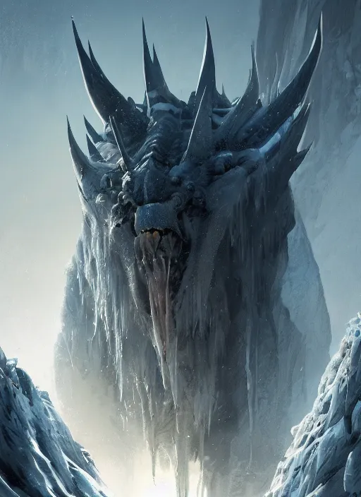 Image similar to portrait of a ice beast, dramatic lighting, cinematic, establishing shot, extremly high detail, photo realistic, cinematic lighting, post processed, concept art, artstation, matte painting, style by eddie mendoza, raphael lacoste, alex ross
