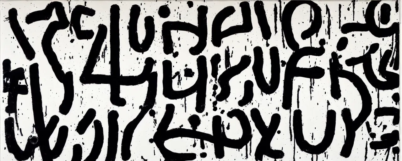 Image similar to a typographic painting of stenciled letters, by Christopher Wool, dripping oil paint, Concrete poetry, abstract, words, Highly Detailed