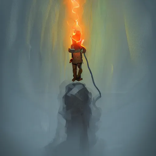 Prompt: deep underground, an explorer holding up a torch finds a cursed gem. , concept art, trending on artstation 3D.