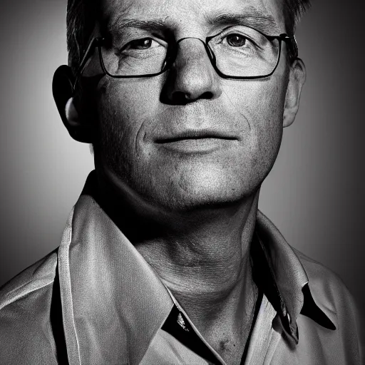Prompt: ton roosendaal a dutch software developer and film producer, realistic portrait, high contrast, rim light, dramatic lighting