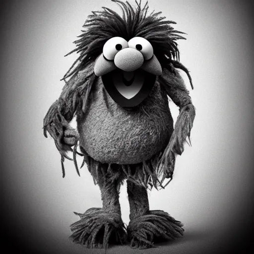 Image similar to a still of a forgotten muppet character looking very manly and modern, hilarious, laughing, hairy chest, huge chin, manly monster tough guy, roughled fur, photo real, photographic, photograph, artstation, trending, featured