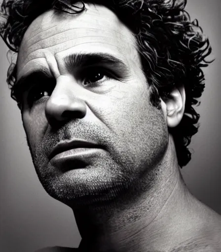 Prompt: a high quality, high detail, photorealistic portrait of mark ruffalo by james nachtwey and lucian freud,