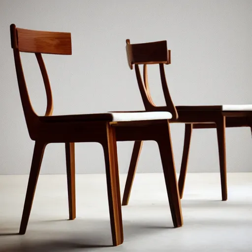 Image similar to midcentury modern wooden chair in the style of mies van der rough high end photoshoot