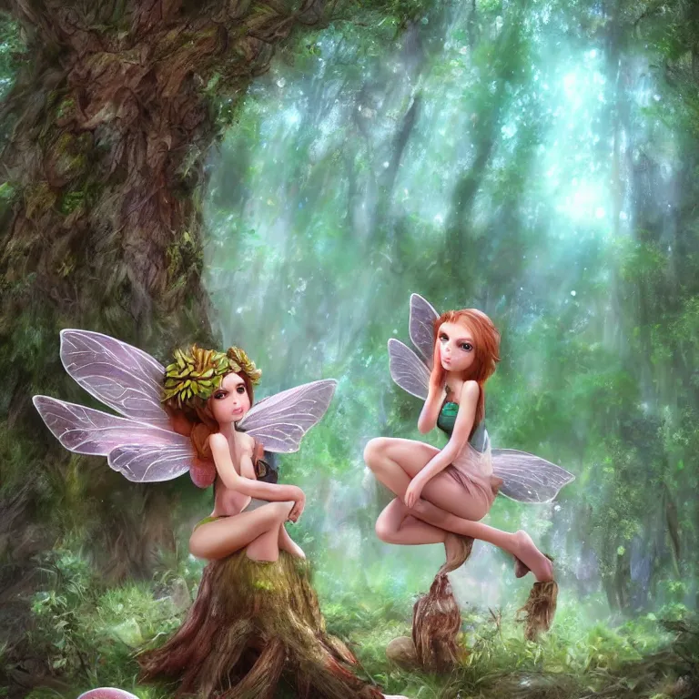 Prompt: mushroom fairy goddess in the forest digital art, 4k, artstation deviantart studio lighting 80mm