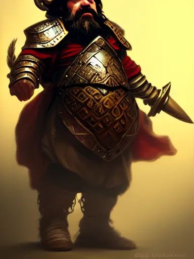 Image similar to a dwarf cleric dnd character, ornamented armor, oil painting, Tooth Wu, Greg Rutkowski, RPG portrait, dynamic lighting, fantasy art, High contrast, depth of field