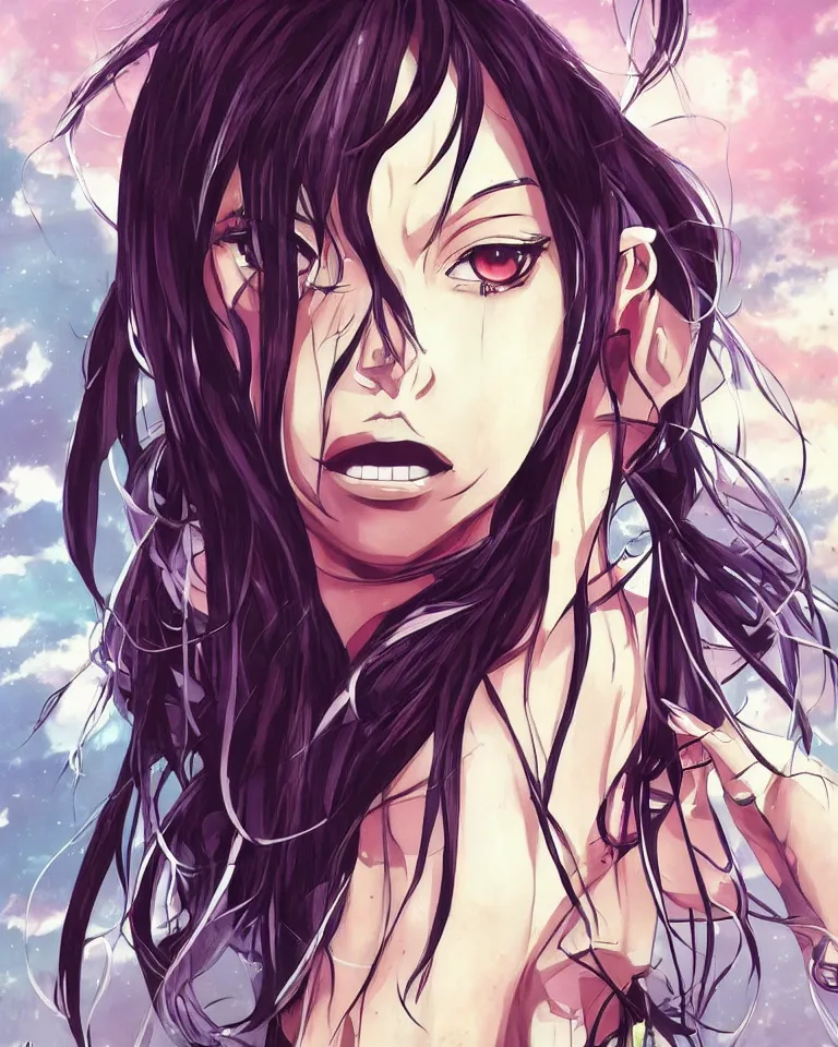 Prompt: illustration of a beautiful! female anime character resembling Zoe Saldaña & tier harribel from bleach | symmetrical, anatomically correct, expressive, dynamic pose| drawn by WLOP, drawn by ross tran, drawn by hikari shimoda