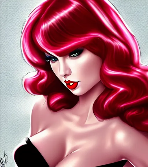 Image similar to Taylor Swift cosplaying as jessica rabbit, by artgerm, deviantart