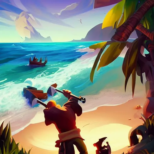 Image similar to painting treasure on sea of thieves game smooth median photoshop filter cutout vector, behance hd by jesper ejsing, by rhads, makoto shinkai and lois van baarle, ilya kuvshinov, rossdraws global illumination