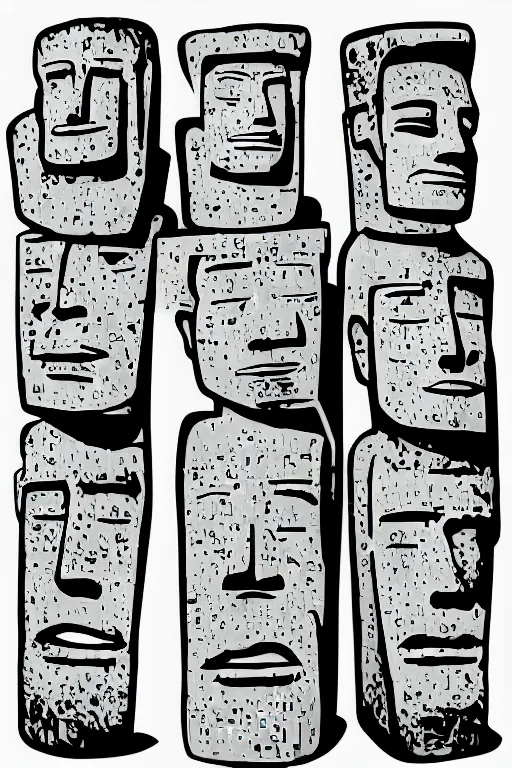 Image similar to vector moai statue digital illustration cartoon graffity street popart comics