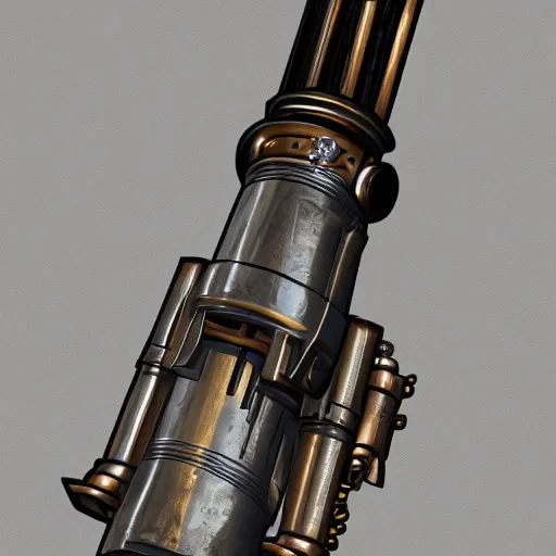 Image similar to steampunk lightsaber, 35mm, highly detailed, trending on artstation