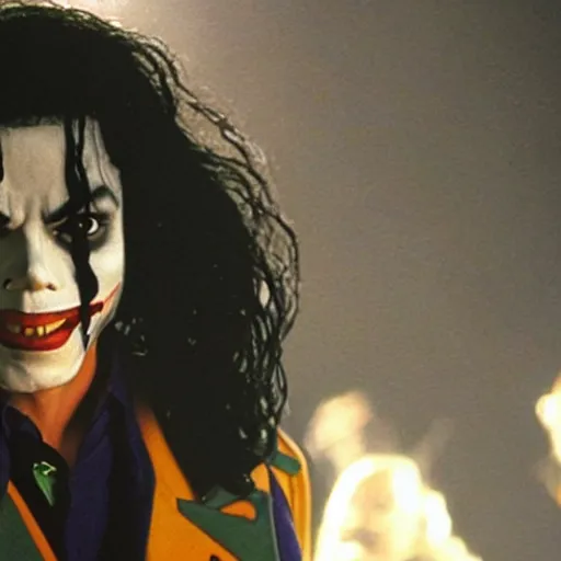 Image similar to awe inspiring Michael Jackson playing The Joker 8k hdr movie still dynamic lighting