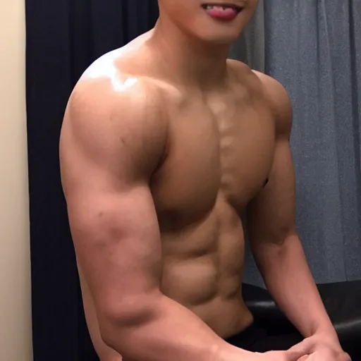 Image similar to byron li, age 1 7, extremely buff, 6 0 0 lbs