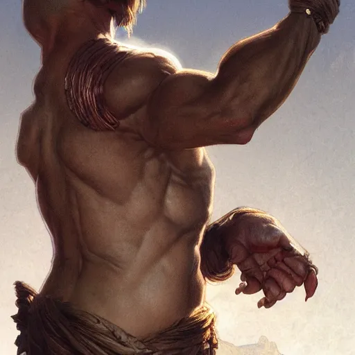 Image similar to ''body portrait of the minotaur, greek mythology, greece, fantasy, dungeons and dragons, d & d, digital painting, artstation, concept art, sharp focus, illustration, art by greg rutkowski and alphonse mucha''