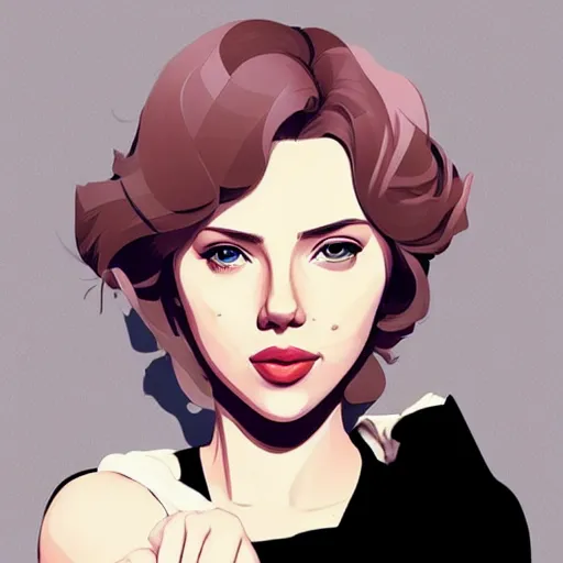 Image similar to scarlett johansson. clean cel shaded vector art. shutterstock. behance hd by lois van baarle, artgerm, helen huang, by makoto shinkai and ilya kuvshinov, rossdraws, illustration, art by ilya kuvshinov