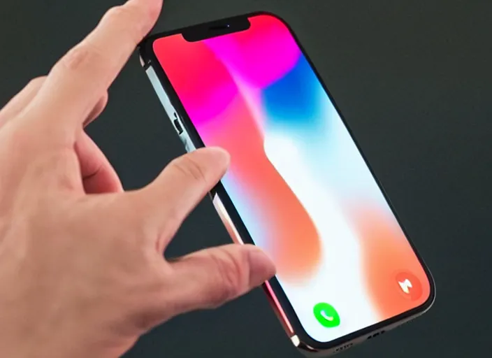 Image similar to product still of the new iphone 2 0 with a!!!!! folding transparent holographic display!!!!! in 2 0 2 9, 4 k, 8 5 mm f 1. 8