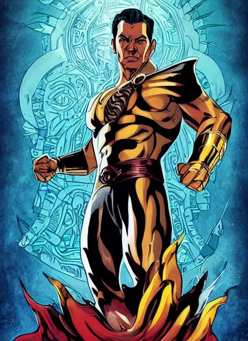 Image similar to a movie poster for a 2020 superhero movie Namor the Mayan Chief, designed by John Alvin