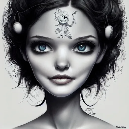 Image similar to Lofi surprise portrait Pixar style by Joe Fenton and Stanley Artgerm and Tom Bagshaw and Tim Burton