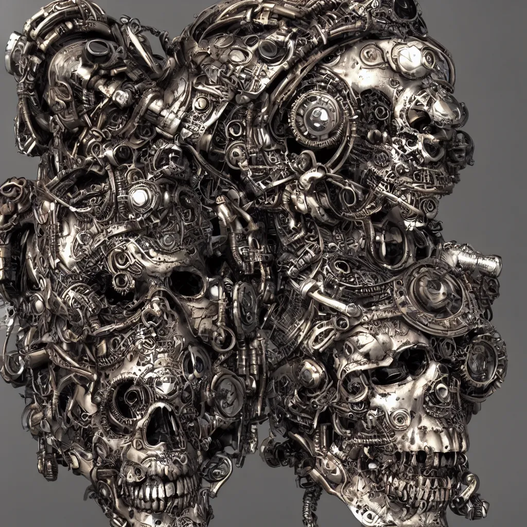Image similar to steampunk cyborg skull, unreal engine, arstation trending, highly detailed, 8 k