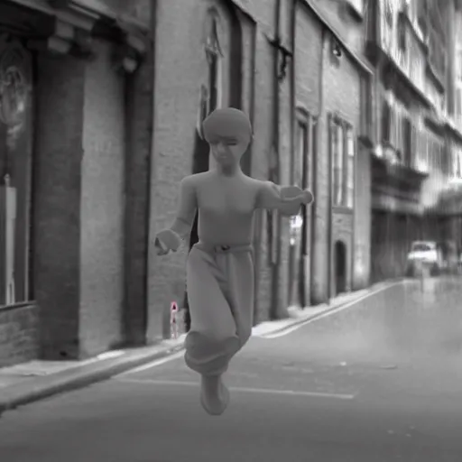 Prompt: a biblically accurate angel floating about in a street seen in a security camera footage, photorealistic