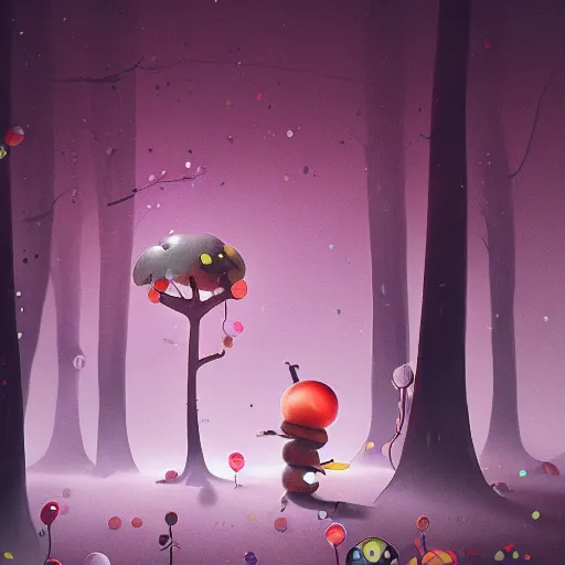 Image similar to a matte digital painting of a candy forest at night, watercolor, volumetric macro photography, children illustration, by goro fujita
