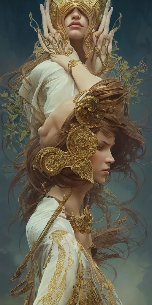 Prompt: slavic Goddess, intricate, highly detailed, digital painting, artstation, concept art, smooth, sharp focus, illustration, Unreal Engine 5, 8K, art by artgerm and greg rutkowski and alphonse mucha