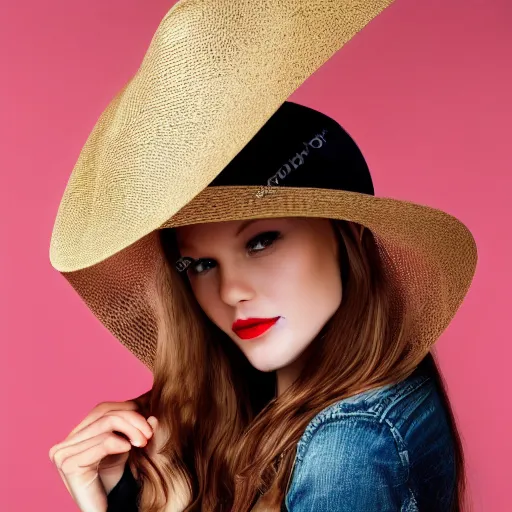 Prompt: beautiful woman with hat