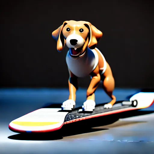 Image similar to Dog on a skateboard , 3d render , octane render , 4k