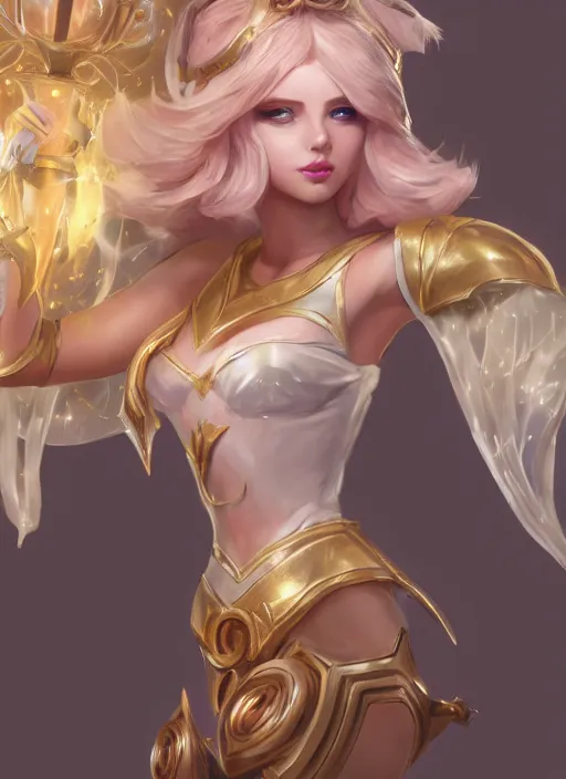 Image similar to lux, from league of legends, au naturel, hyper detailed, digital art, trending in artstation, cinematic lighting, studio quality, smooth render, unreal engine 5 rendered, octane rendered, art style by klimt and nixeu and ian sprigger and wlop and krenz cushart