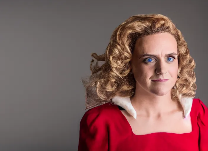 Image similar to dslr photo still of woman jordan peterson dressed as a woman dressed as a woman, 8 k, studio lighting