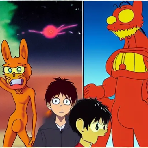 Image similar to garfield third impact, neon genesis evangelion, anime