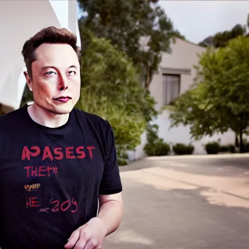 Image similar to A portrait photo of Elon Musk teams up with a teenage Elon Musk, perfect faces, 50 mm, award winning photography