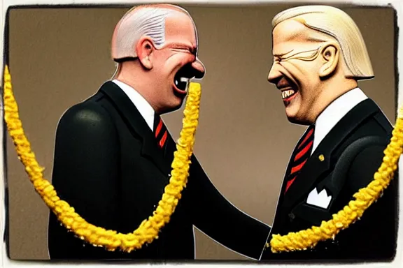 Image similar to “ very very intricate photorealistic photo of hitler and joe biden laughing together, detailed natural lighting, award - winning crisp details ”