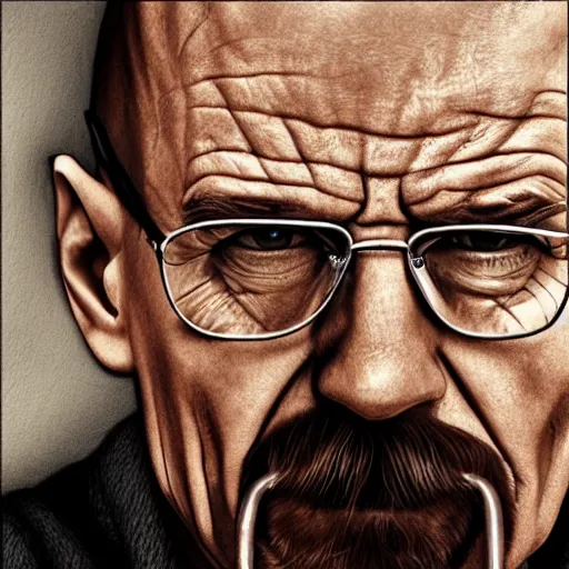 Image similar to a detailed portrait of walter white with a pacifer in his mouth, art illustration, incredibly highly detailed and realistic, 8 k, sharp focus