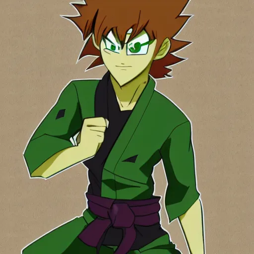 Image similar to Shaggy Rogers dressed like martial artist (as a legendary super sayian 2) in the style of slice of life anime trending on artstation deviantart Pinterest detailed High Resolution HD 8k