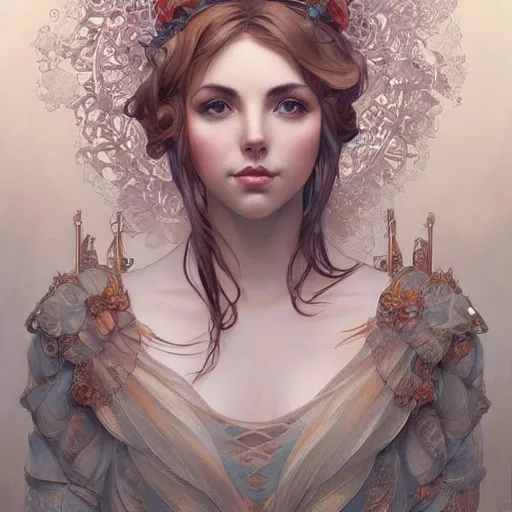 Prompt: lexi belle, intricate, elegant, highly detailed, digital painting, artstation, concept art, smooth, sharp focus, illustration, art by artgerm and greg rutkowski and alphonse mucha