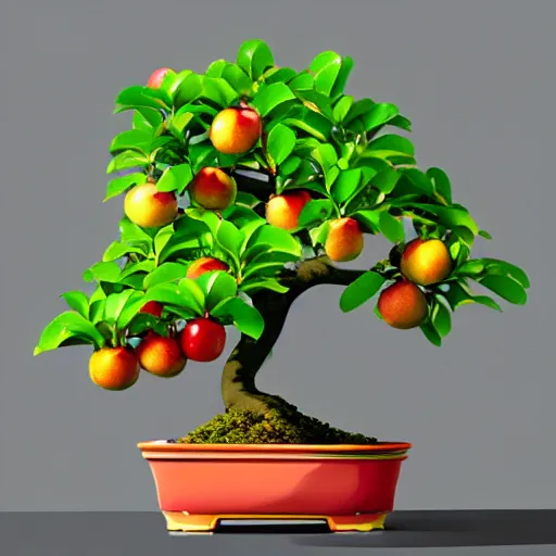 Prompt: bonsai fruit tree with apples!! but minimalistic concept art by frank stella gilleard james whalen tom, colorful, soft light, trending on artstation, minimalism
