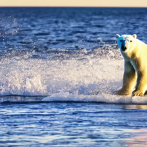 Prompt: polar bear surfing, ultra realistic, award winning dslr photography, global illumination, radiant lighting