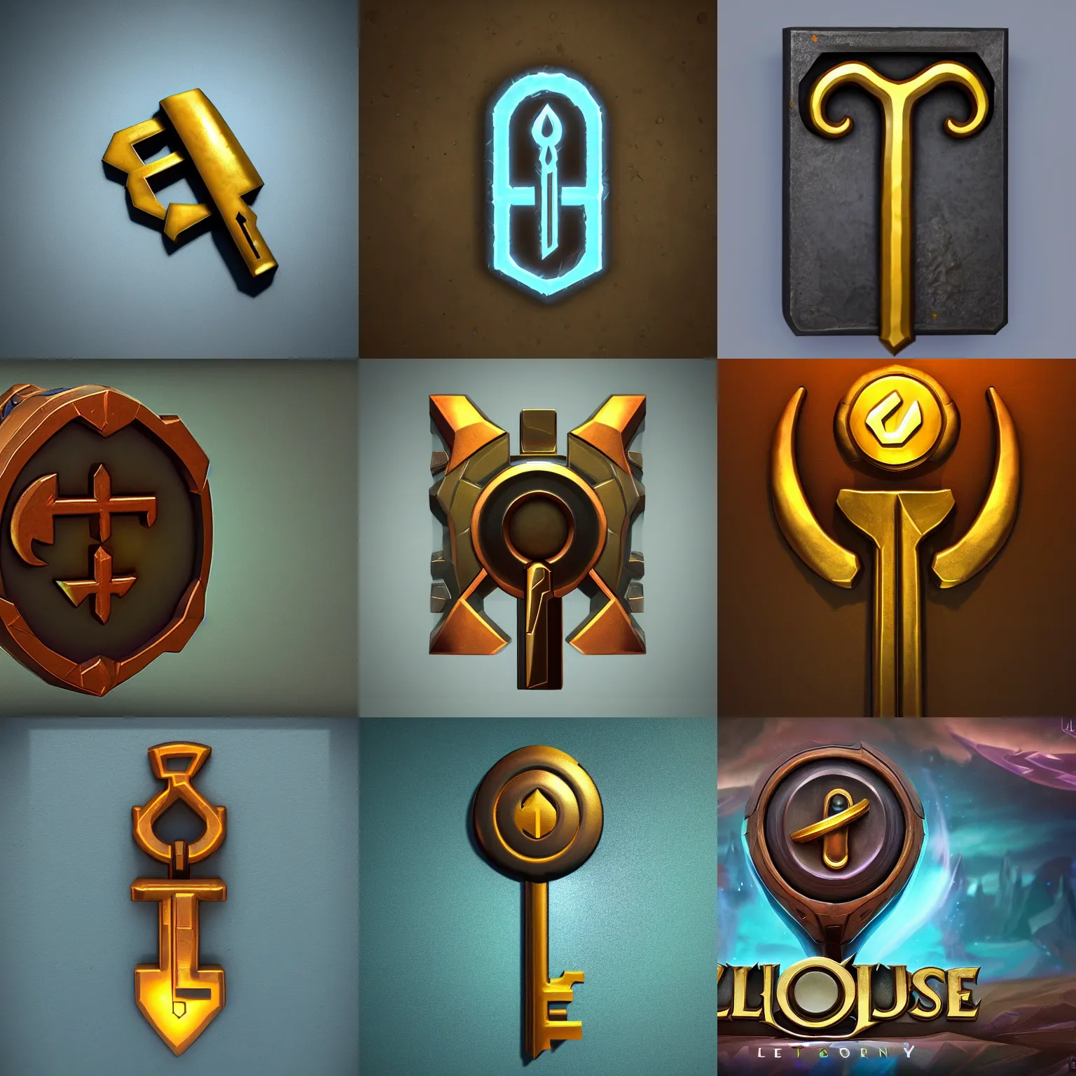 Prompt: a key for the doors icon, league of legends inventory item, outer glow, solid background, vray 4k, trending on artstation