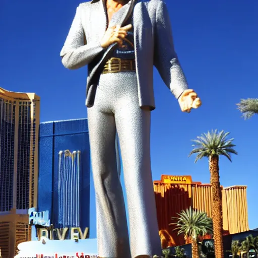 Image similar to Giant Elvis Presley towering over Las Vegas