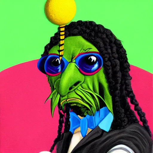 Prompt: a snoop dogg tennis ball monster, snoop dogg, colorful, digital art, fantasy, magic, chalk, trending on artstation, ultra detailed, professional illustration by basil gogos