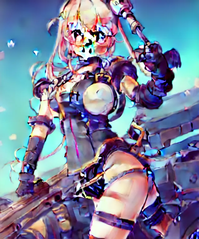 Image similar to isekai cute bombshell anime girl in factorio game, beautiful lineart, depth focus, rankings pixiv, artstation, chromatic aberration, soft lighting, srgb, 4 k artstation, hdr, cinematic, by kadokawa, nitroplus, ilya kuvshinov, ross tran, leyendecker, wlop, guweiz