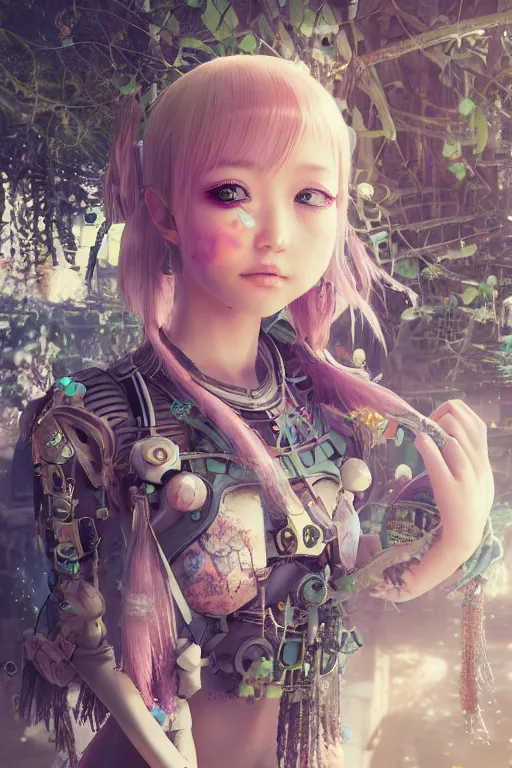 Image similar to solarpunk girl kawaii, ultra realistic, concept art, intricate details, highly detailed, photorealistic, octane render, 8 k