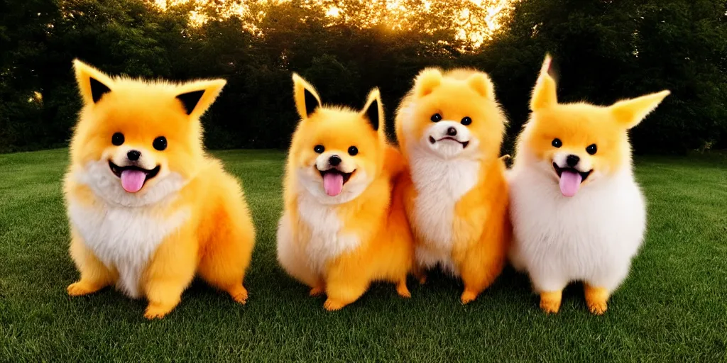 Prompt: real life pokemons photo cute chuncky adorable fluffy ultra realistic golden hour sharp focus